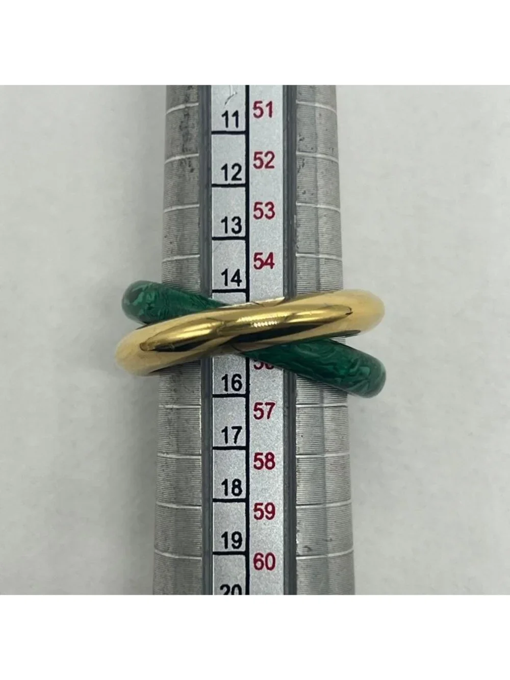 Bottega Veneta Interlocking Double Ring Malachite